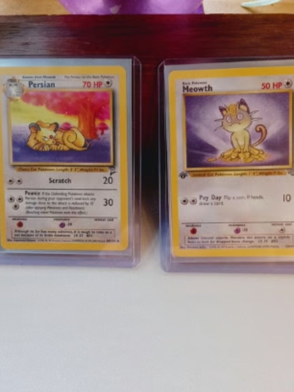 Pokemon Cards Persian Base Set card 56/130 Meowth 1st edition 56/64